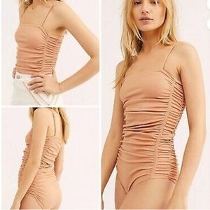 NWOT Free People Ruched Rib Bodysuit Small